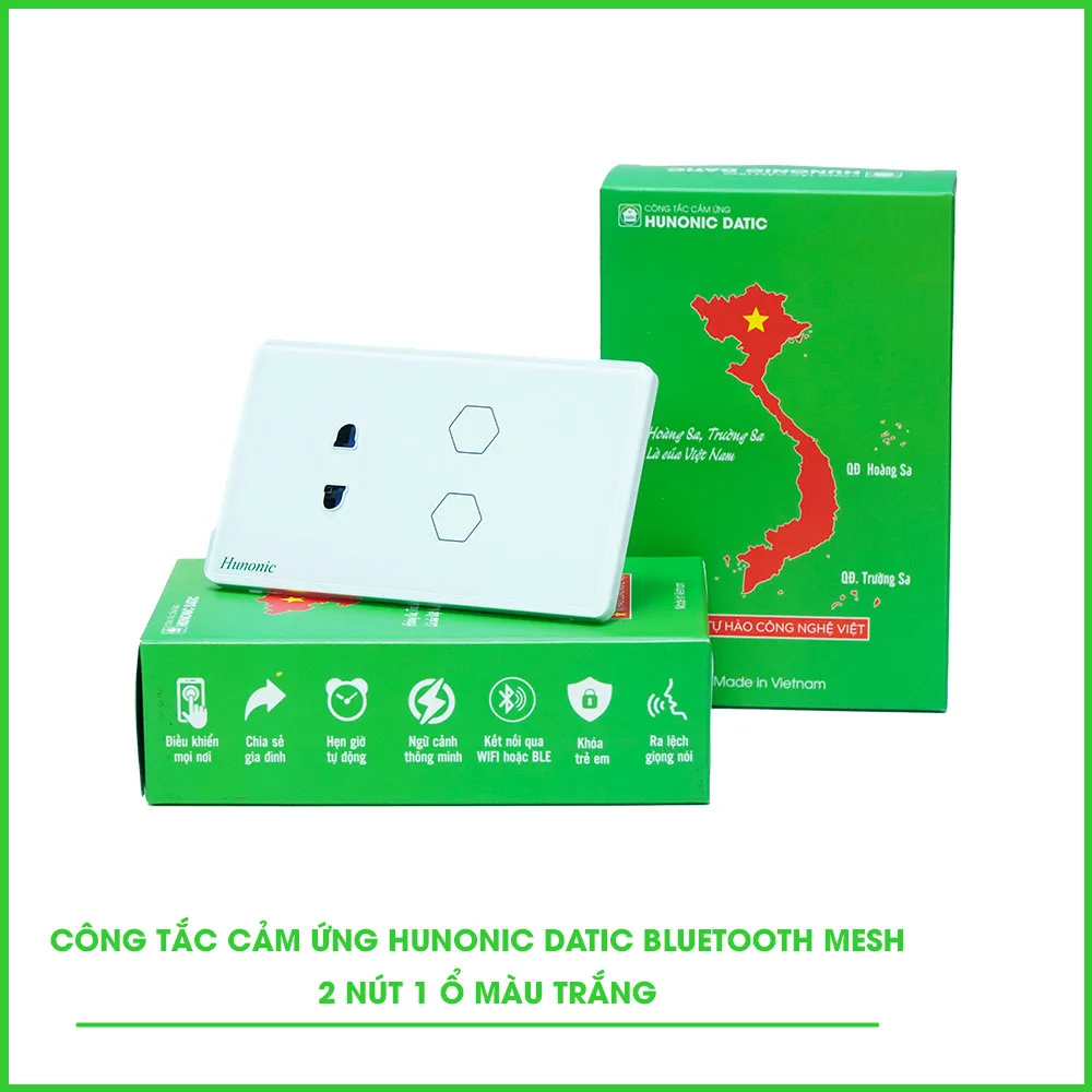 Công Tắc Cảm Ứng 2in1 Bluetooth Mesh Hunonic Datic Màu Trắng