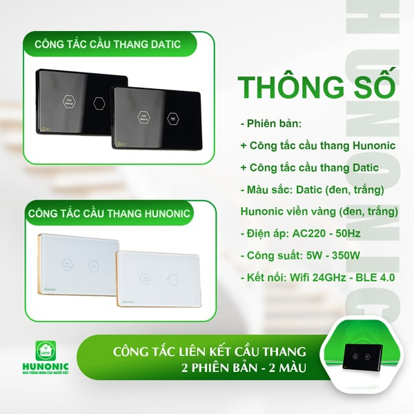 Thông số công tắc cầu thang Hunonic