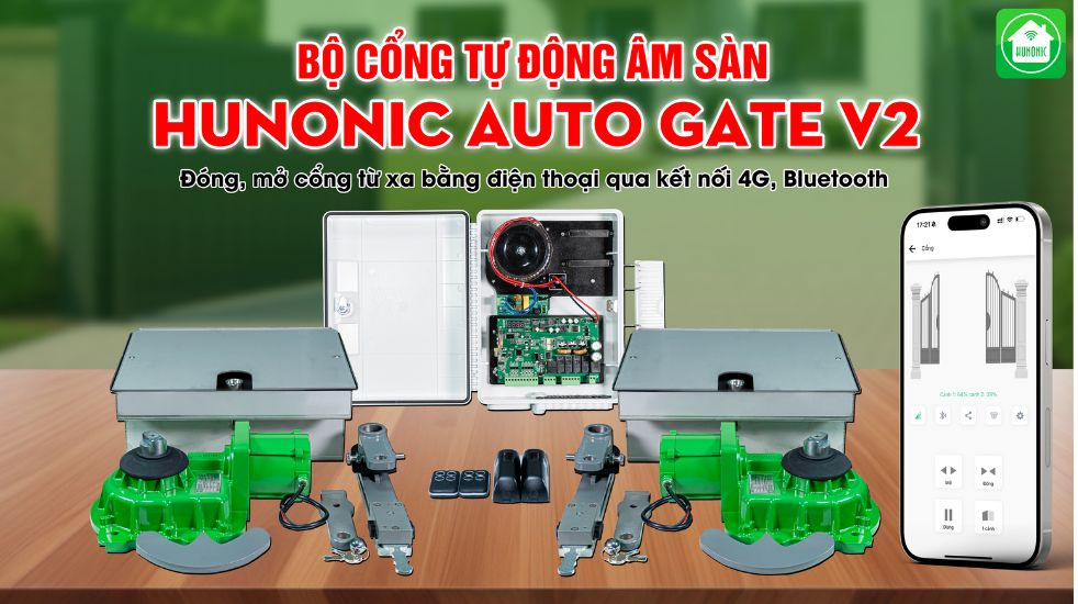 Cổng Tự Động Hunonic Auto Gate V2 (Bộ 2 motor) 18 hunonic ra mắt bộ cổng tự động hunonic auto gate