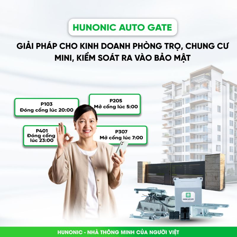 Cổng Tự Động Hunonic Auto Gate V2 (Bộ 2 motor) 30 tinh nang cong tu dong1