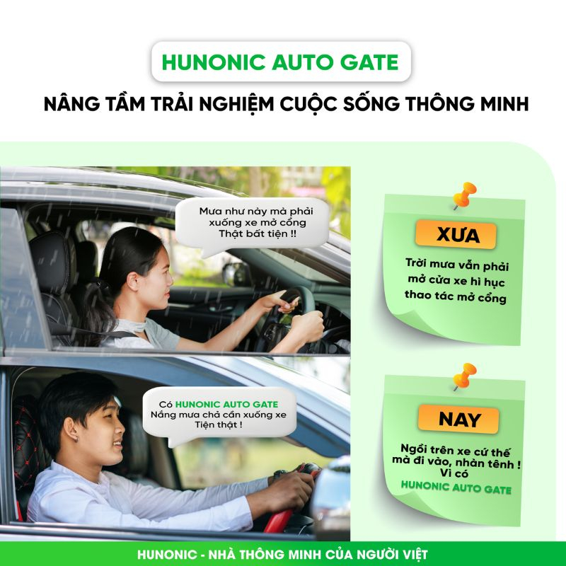 Cổng Tự Động Thông Minh Hunonic Auto Gate - Mở Cổng Qua 4G 18 tinh nang cong tu dong