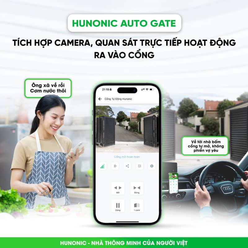 Cổng Tự Động Thông Minh Hunonic Auto Gate - Mở Cổng Qua 4G 17 tinh nang cong tu dong2