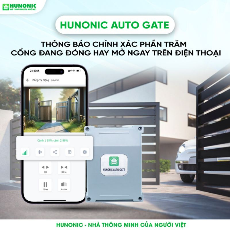 Cổng Tự Động Thông Minh Hunonic Auto Gate - Mở Cổng Qua 4G 14 tính năng cổng tự động