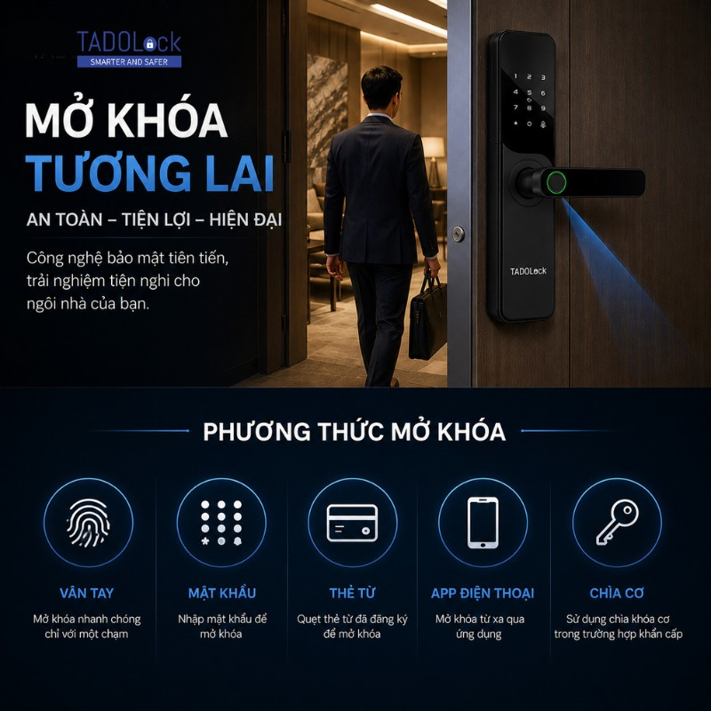 Khoá thông minh cửa gỗ TDL 21 16 phuong thuc mo khoa